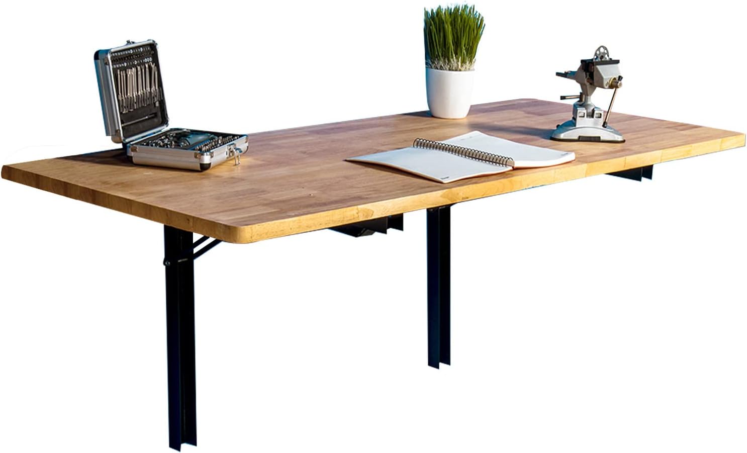 Wallmaster Wall Mounted Folding Workbench Heavy Duty Fold Down Table Utility Bench Solutions Laundry Shelf Wall Desk with Metal Shelf Bracket (47.24 x 19.68 x 24 Inch)