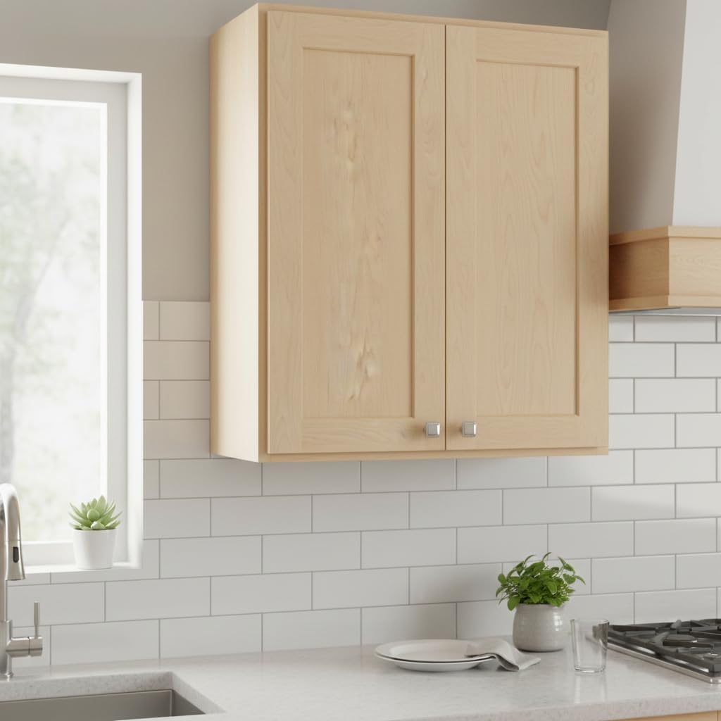 Unfinished Maple Shaker Cabinet Door Front Replacement - 16.25W x 22.5H | Ready to Paint or Stain | Solid Wood | Cabinet Door Replacement