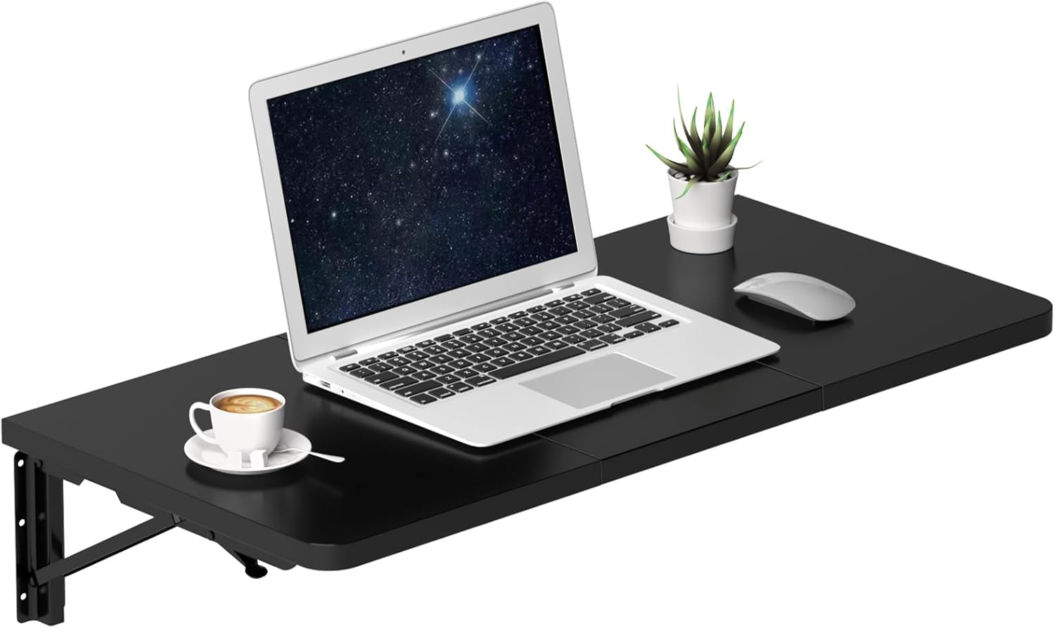 TEAMIX Wall Mounted Folding Table, Rustic Brown Floating Wall Desk for Small Spaces, Drop Leaf Dining Table for Kitchen Fold Down Laundry Shelf with Heavy-Duty Brackets