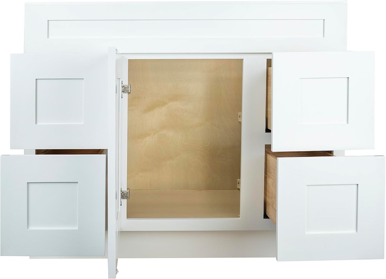 Hollywood Fabiani Design Bathroom Vanity Drawer Base Cabinet 42 in. W x 21 in. D x 34.5 in. H in Shaker White Ready to Assemble