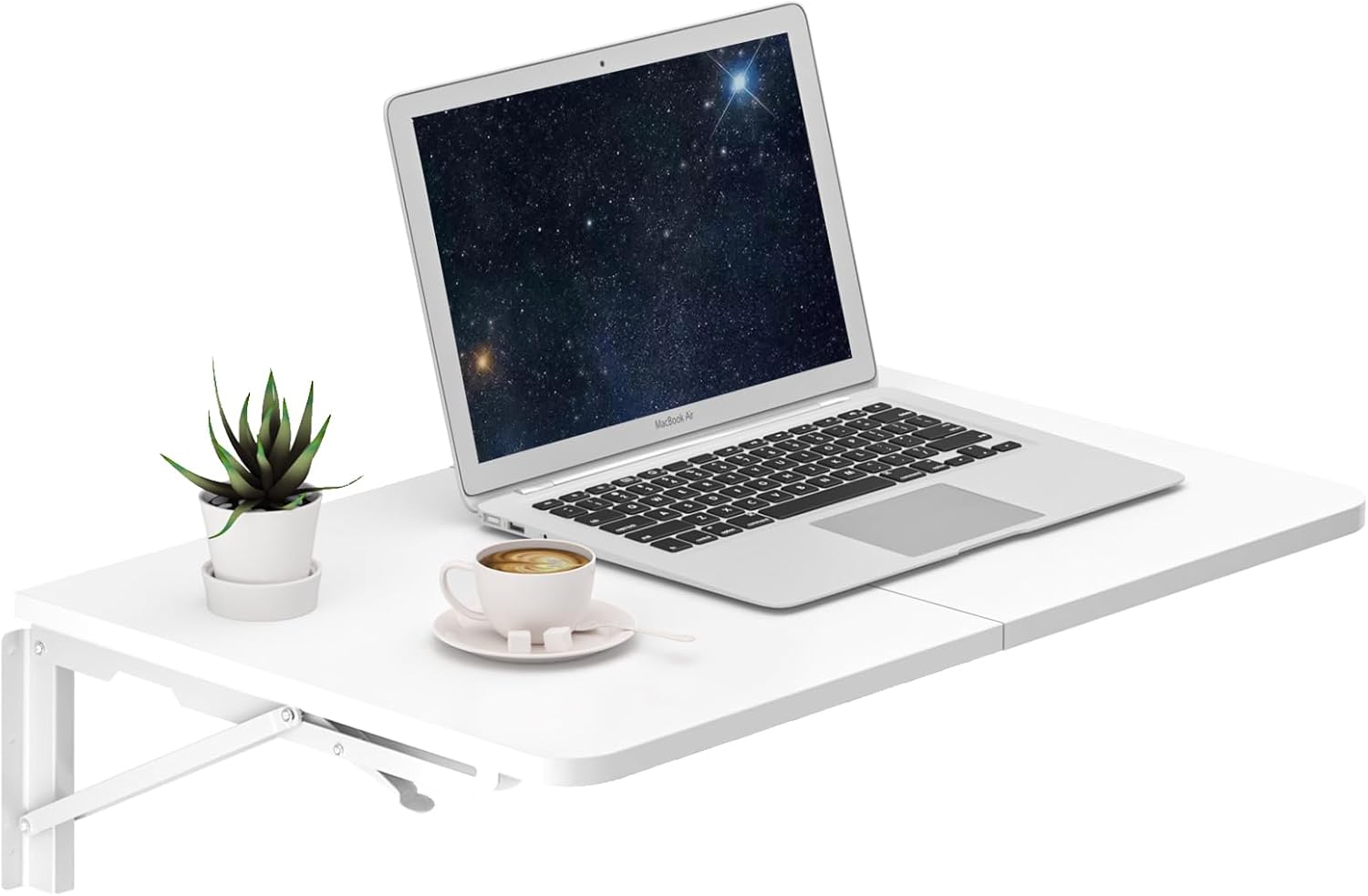 TEAMIX Wall Mounted Folding Table, Rustic Brown Floating Wall Desk for Small Spaces, Drop Leaf Dining Table for Kitchen Fold Down Laundry Shelf with Heavy-Duty Brackets