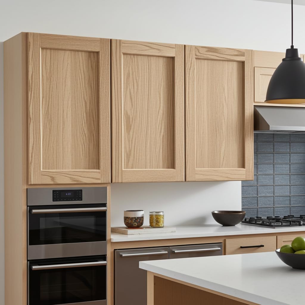 12W x 24H Unfinished Oak Kitchen Cabinet Door Replacement, Shaker Style