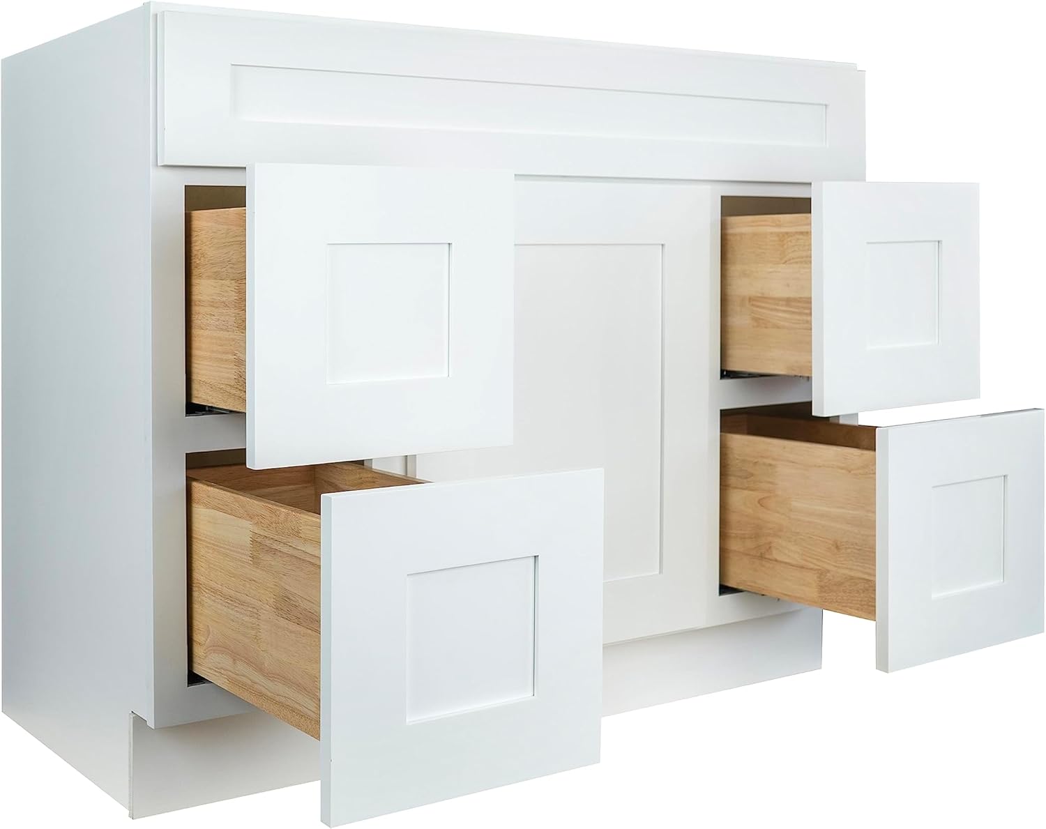 Hollywood Fabiani Design Bathroom Vanity Drawer Base Cabinet 42 in. W x 21 in. D x 34.5 in. H in Shaker White Ready to Assemble