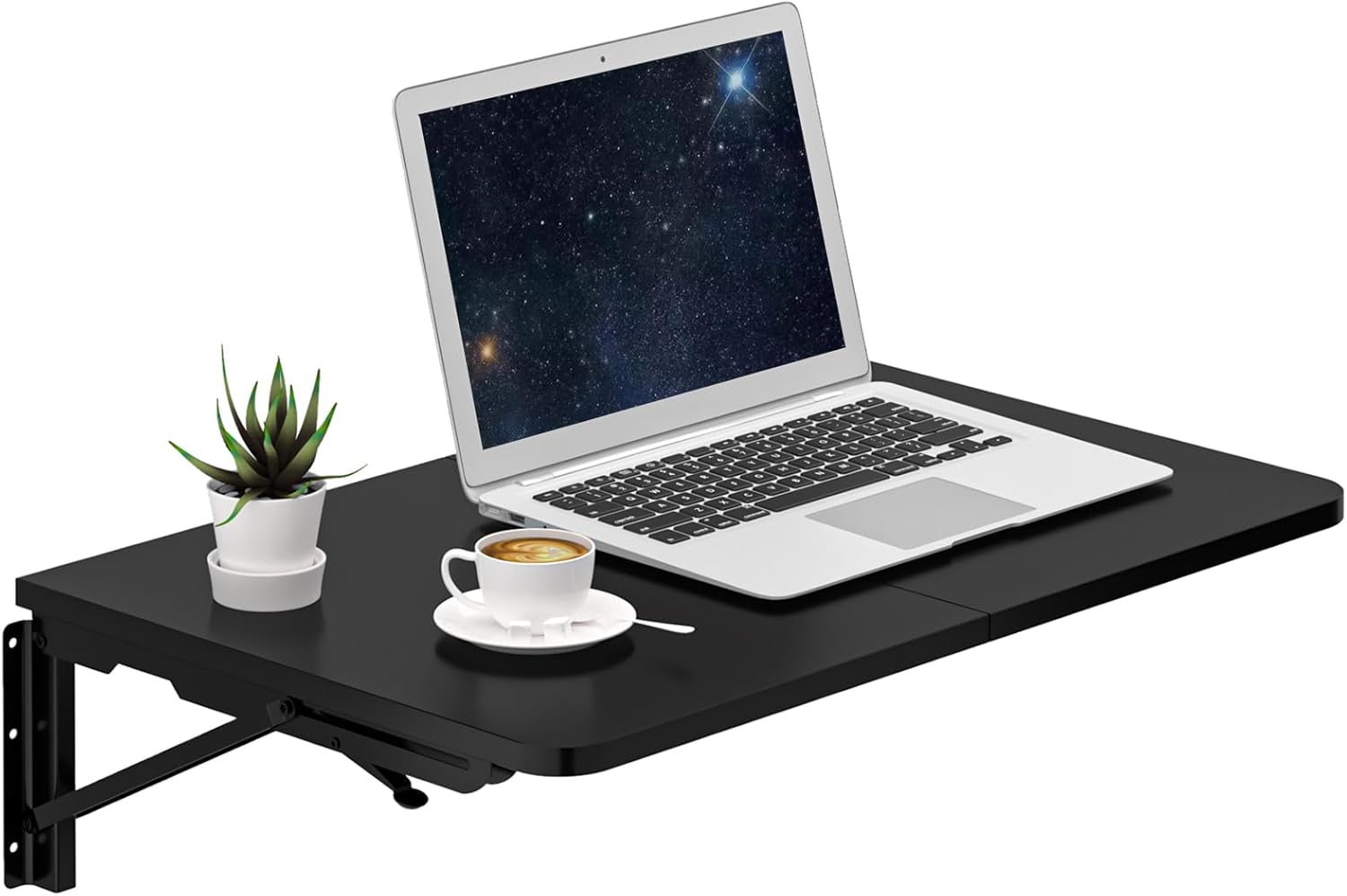 TEAMIX Wall Mounted Folding Table, Rustic Brown Floating Wall Desk for Small Spaces, Drop Leaf Dining Table for Kitchen Fold Down Laundry Shelf with Heavy-Duty Brackets