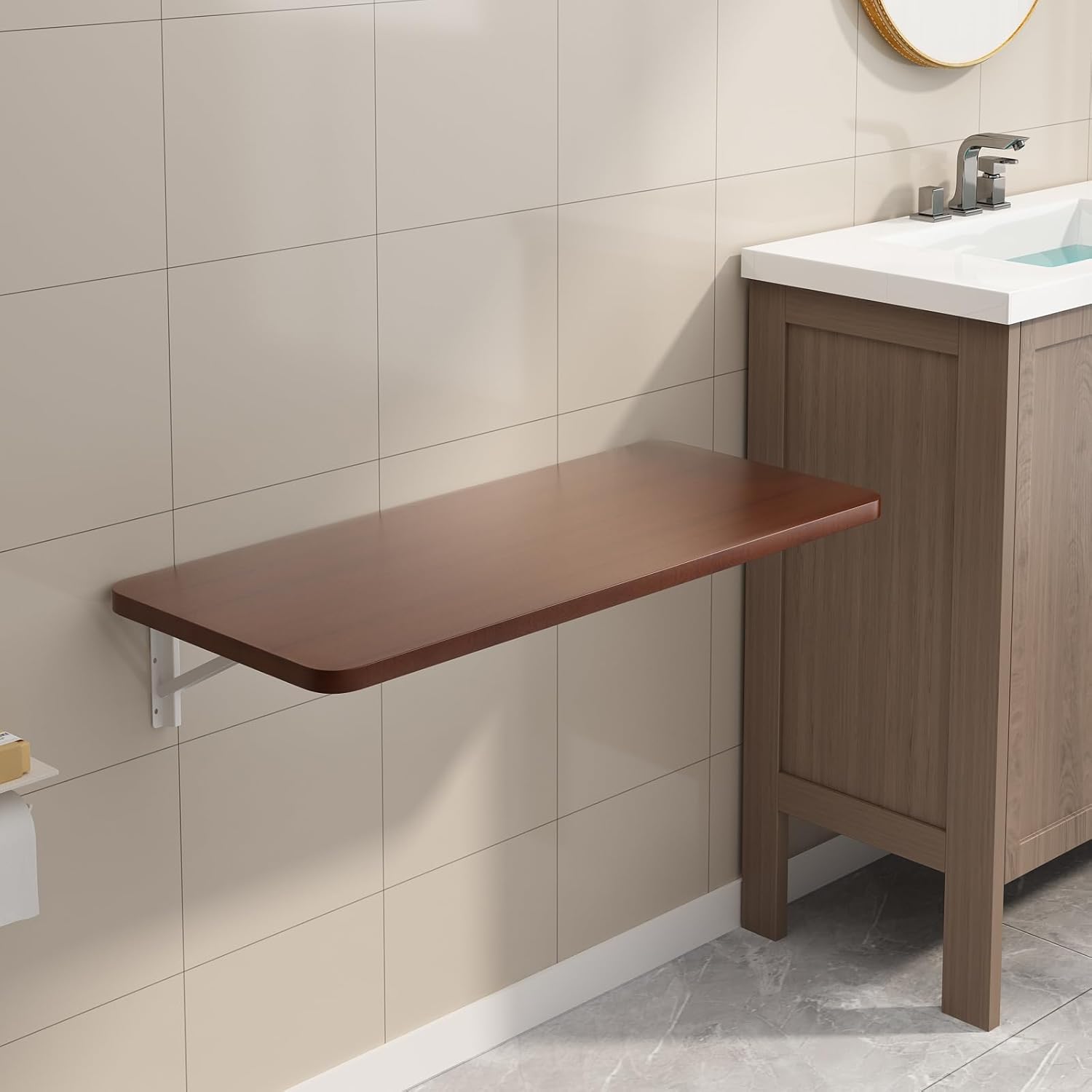 Wall Mounted Laundry Room Folding Table，Fold Down Desk for Small Spaces |Office|Study|Work Bench|Kitchen Dining Restaurant| Home Bar | Waterproof Easy to Install and Clean35.5 x19.7