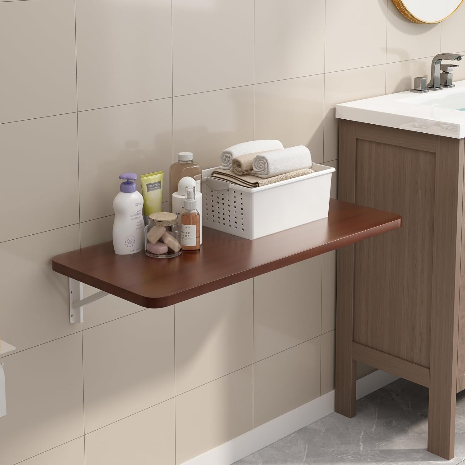 Wall Mounted Laundry Room Folding Table，Fold Down Desk for Small Spaces |Office|Study|Work Bench|Kitchen Dining Restaurant| Home Bar | Waterproof Easy to Install and Clean35.5 x19.7