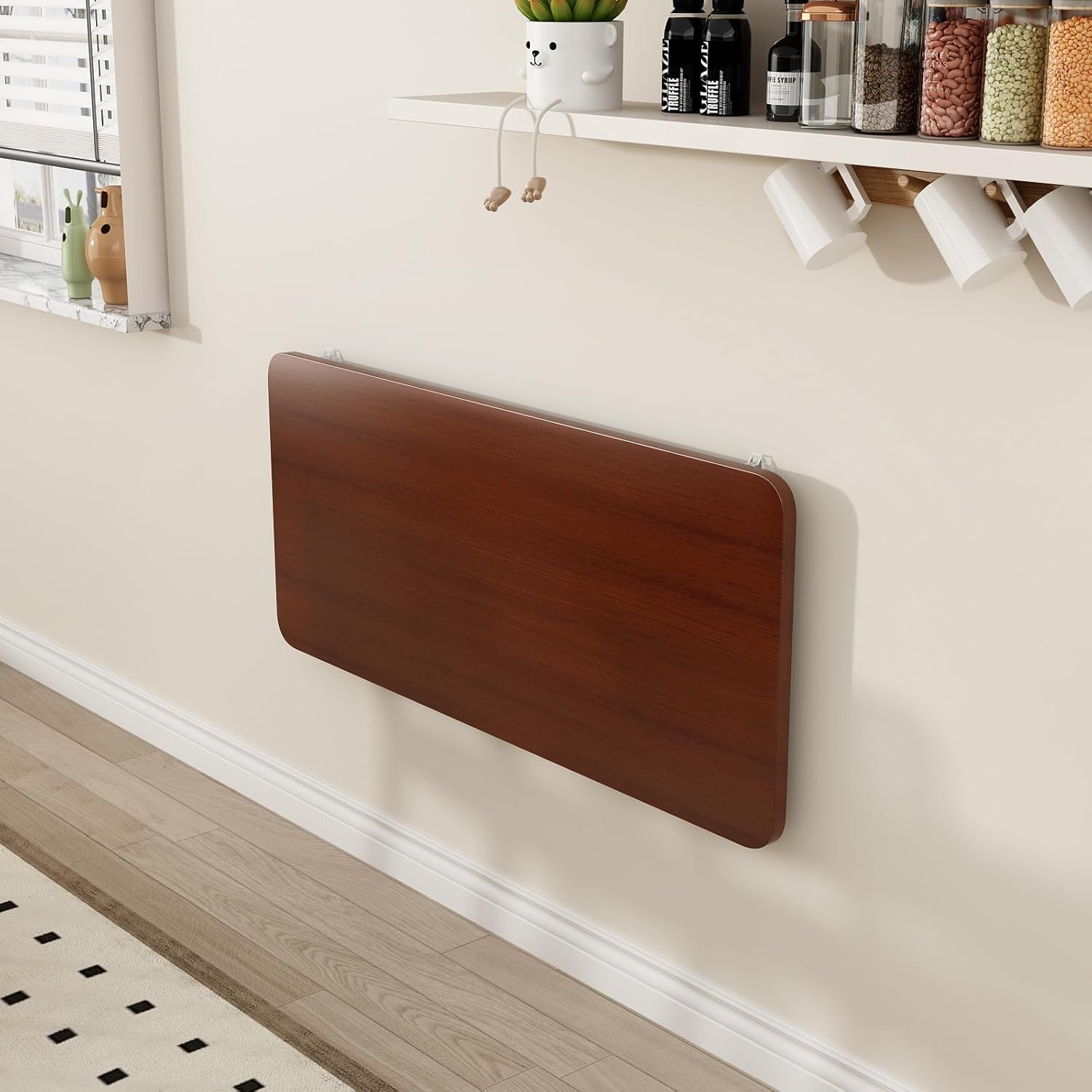 Wall Mounted Laundry Room Folding Table，Fold Down Desk for Small Spaces |Office|Study|Work Bench|Kitchen Dining Restaurant| Home Bar | Waterproof Easy to Install and Clean35.5 x19.7