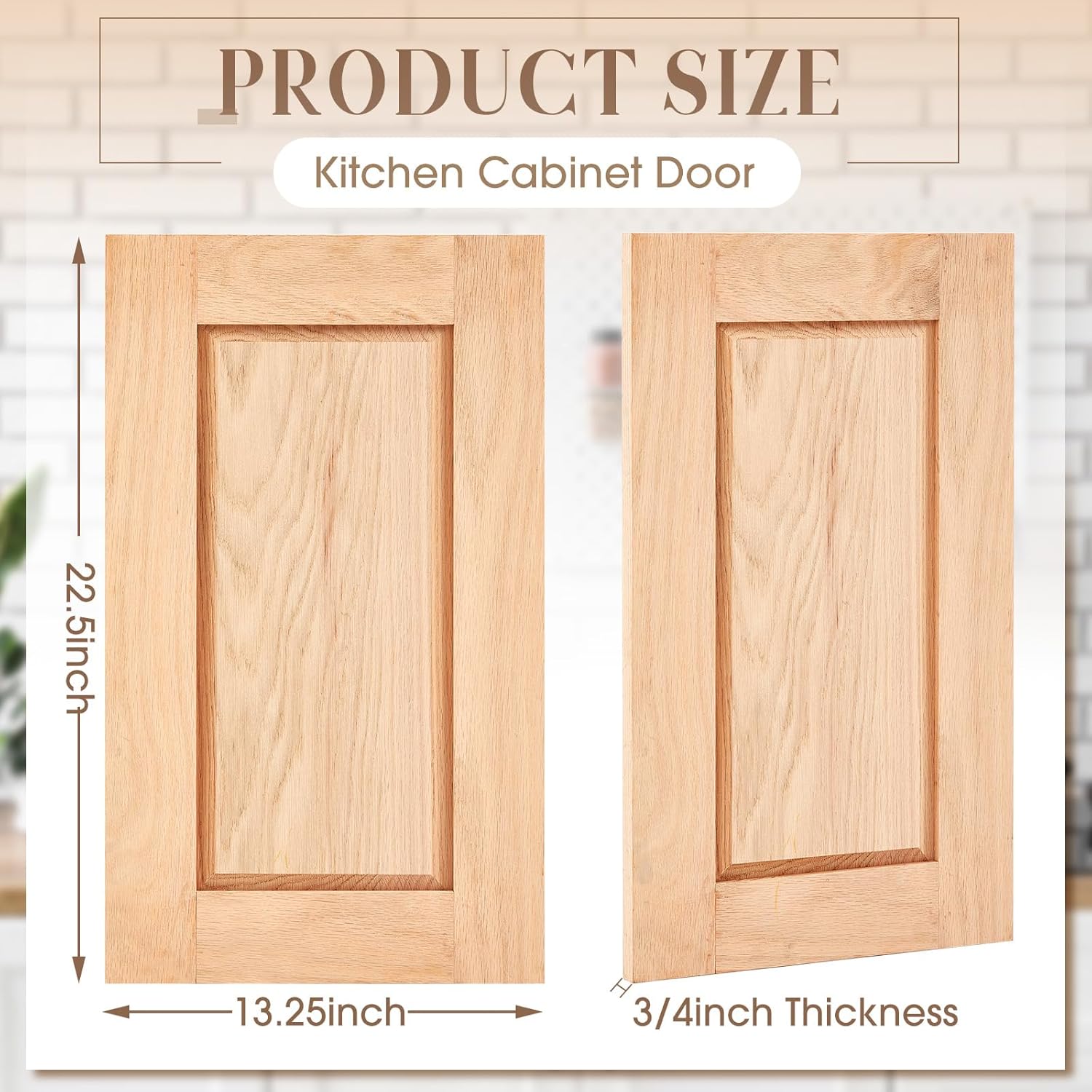 Unfinished Oak Kitchen Cabinet Door Replacement Shaker Cabinet Doors Bathroom Vanity Replacement Doors for Kitchen, Bathroom, Closet(13.25'' W X 22.5'' H)