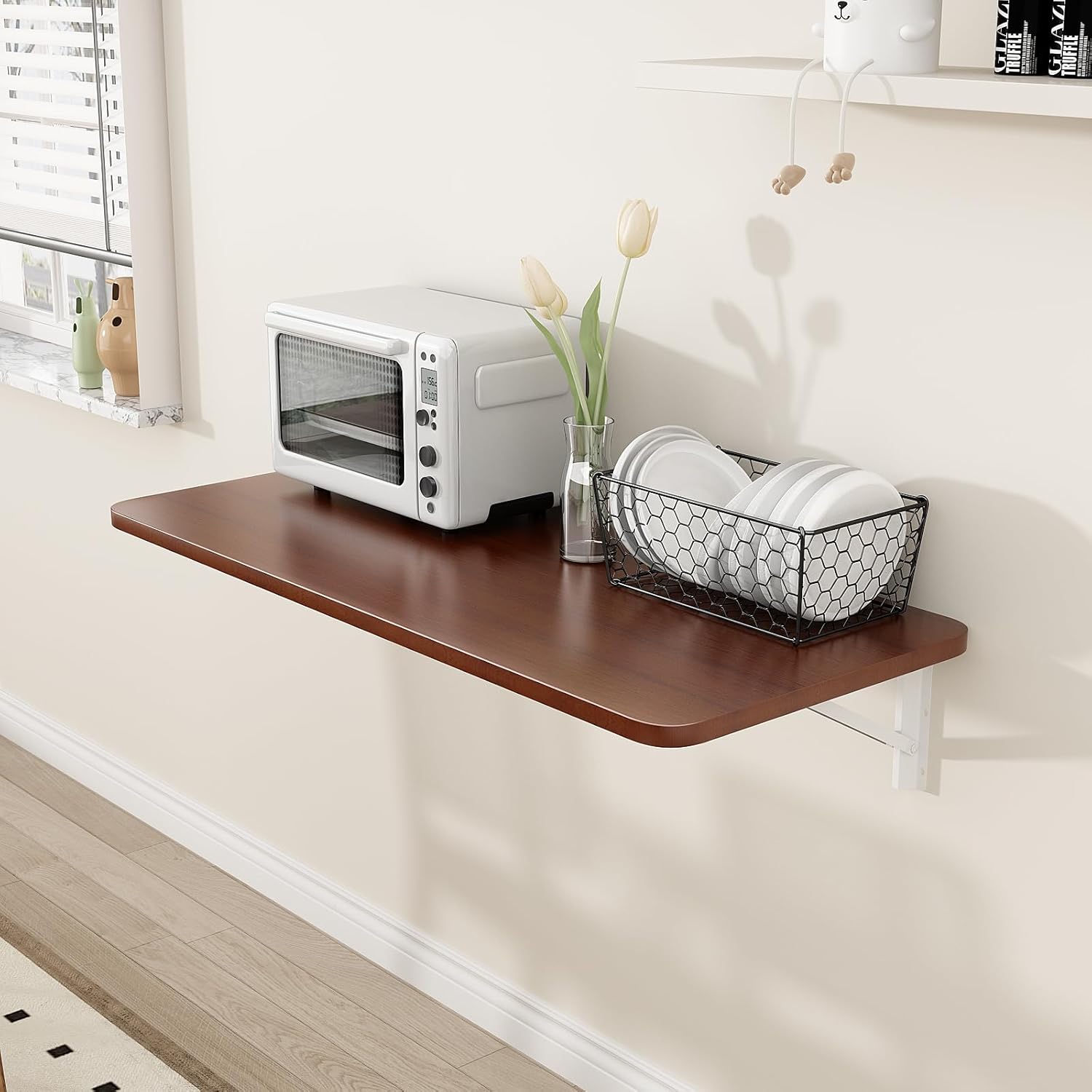 Wall Mounted Laundry Room Folding Table，Fold Down Desk for Small Spaces |Office|Study|Work Bench|Kitchen Dining Restaurant| Home Bar | Waterproof Easy to Install and Clean35.5 x19.7