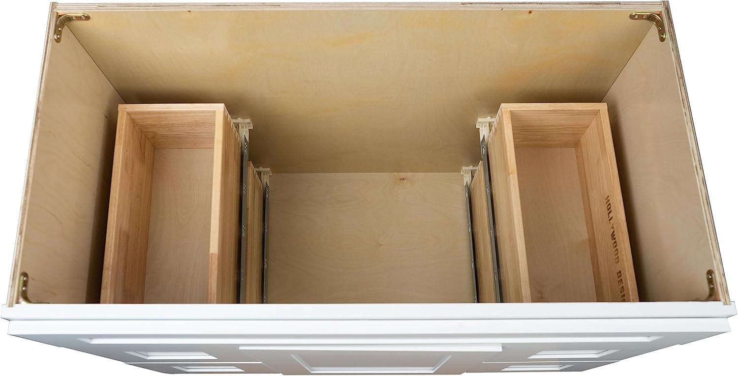 Hollywood Fabiani Design Bathroom Vanity Drawer Base Cabinet 42 in. W x 21 in. D x 34.5 in. H in Shaker White Ready to Assemble