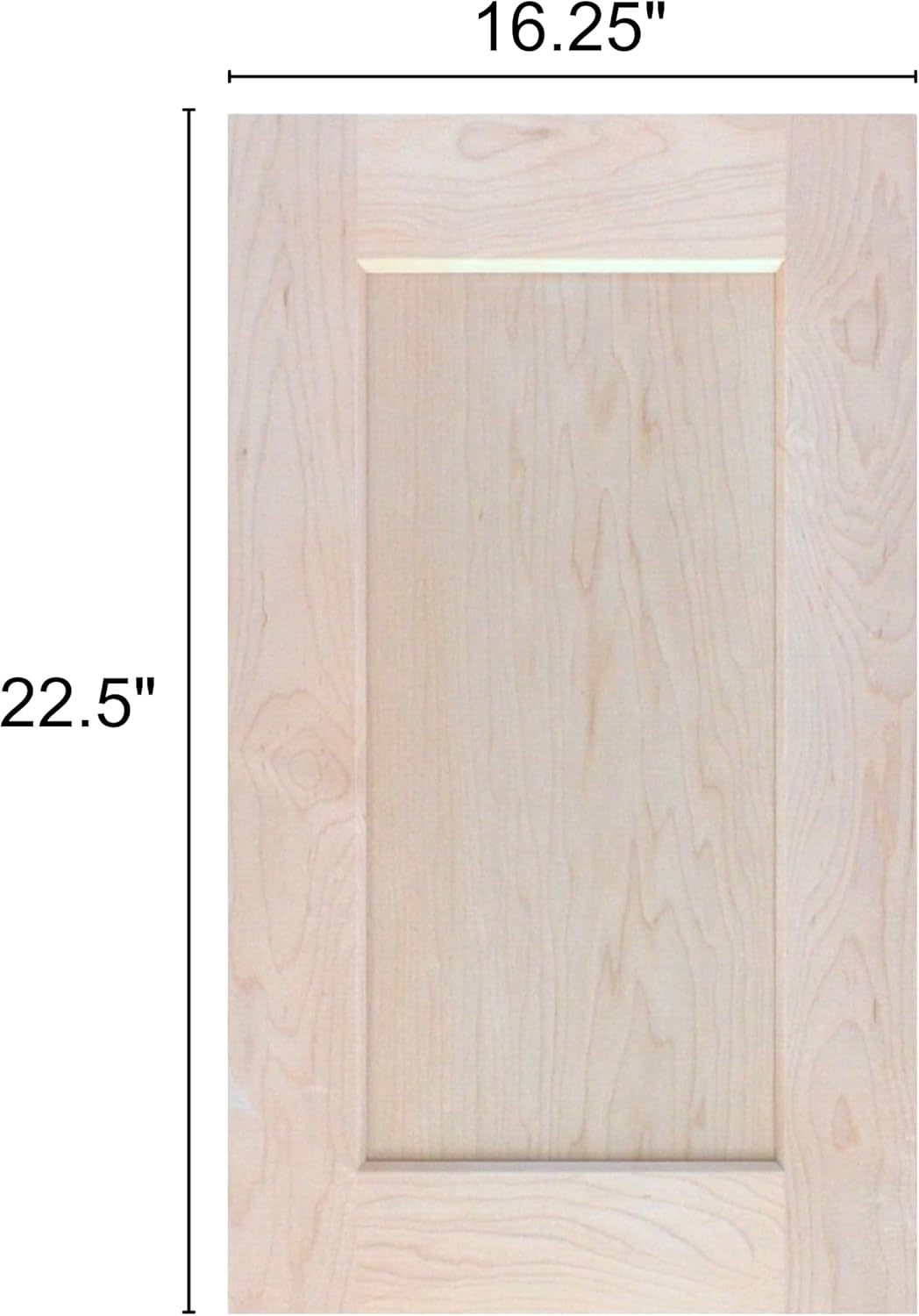 Unfinished Maple Shaker Cabinet Door Front Replacement - 16.25W x 22.5H | Ready to Paint or Stain | Solid Wood | Cabinet Door Replacement