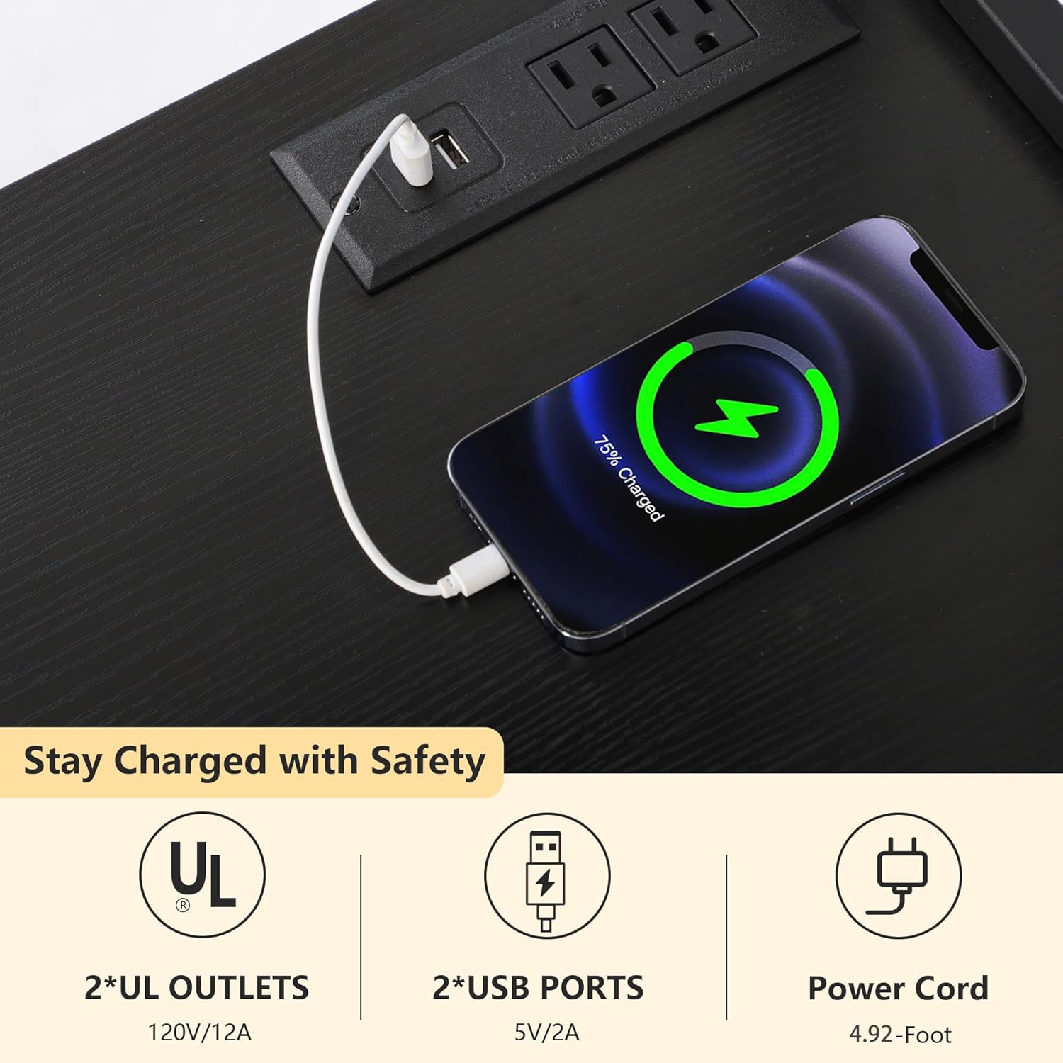 Kitchen Bakers Rack with Storage Shelf - 6-Tier Microwave Stand Oven Cabinet W/Tilting Trash Can Bin and Power Outlet, Farmhouse Thickened Coffee Bar Table Station W/6 Hooks&Adjustable feet