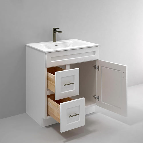 30" Shaker Bathroom Vanity Sink Base with Drawers (Ready-to-Assemble) (White Shaker Vanity Base)