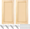 2 Pcs 12'' W x 24'' H Unfinished Pine Kitchen Cabinet Door Replacement with 4 Pcs Cabinet Hinges Wood Shaker Door Front Replacement for Kitchen, Bathroom, Vanity
