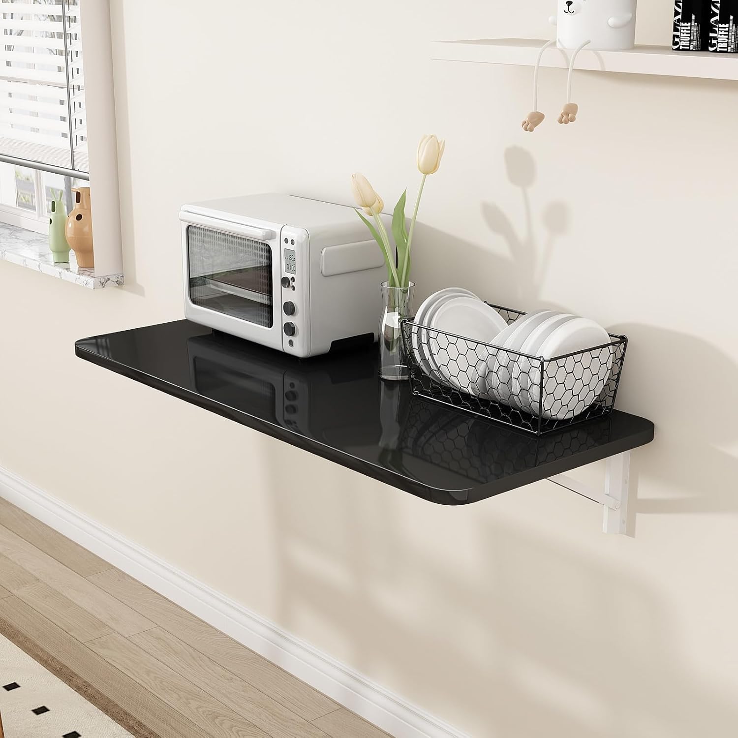 Wall Mounted Laundry Room Folding Table，Fold Down Desk for Small Spaces |Office|Study|Work Bench|Kitchen Dining Restaurant| Home Bar | Waterproof Easy to Install and Clean35.5 x19.7