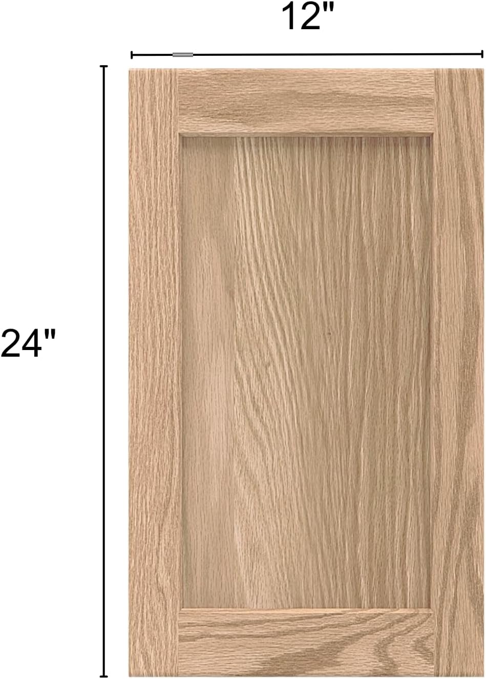 12W x 24H Unfinished Oak Kitchen Cabinet Door Replacement, Shaker Style