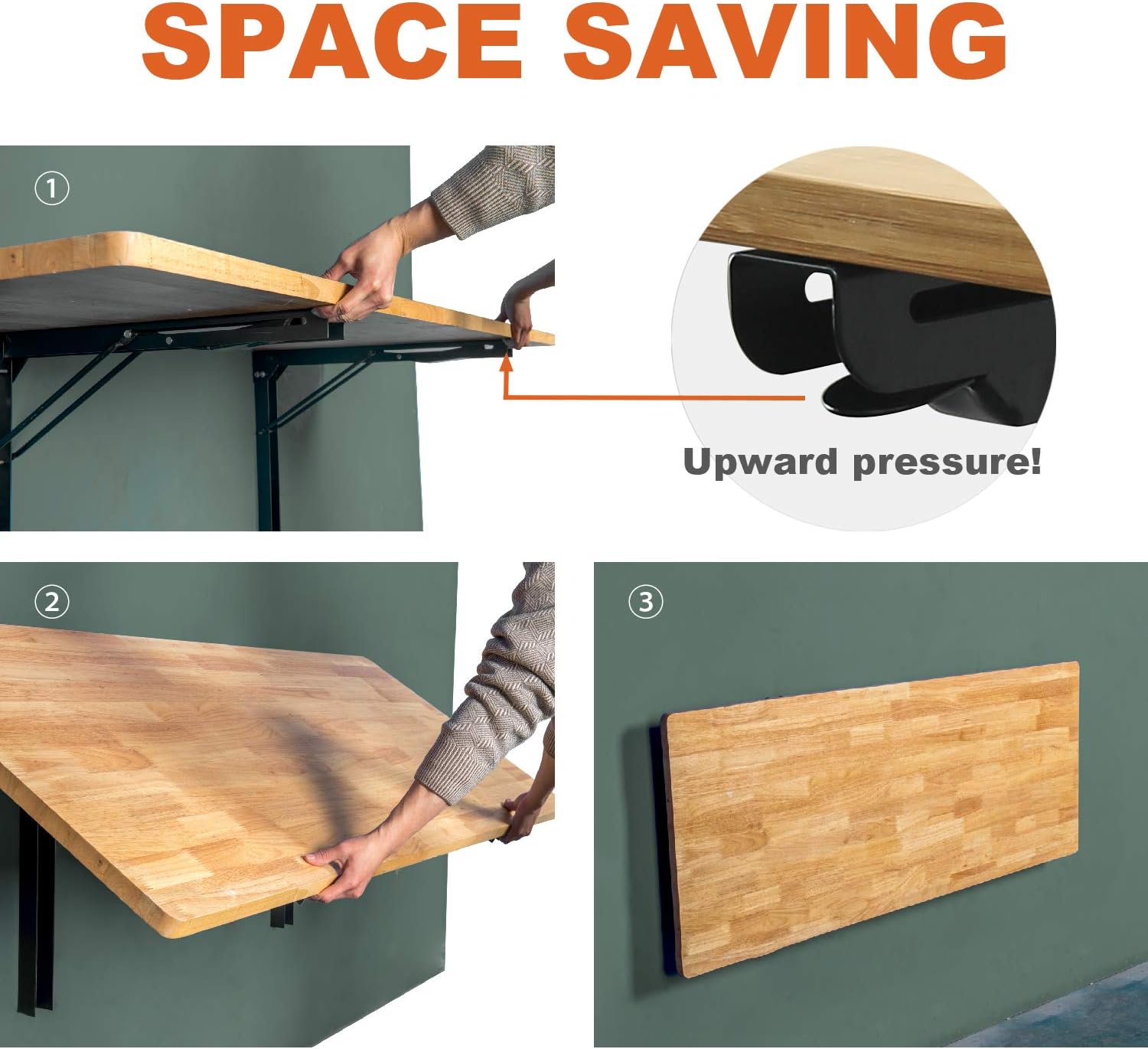 Wallmaster Wall Mounted Folding Workbench Heavy Duty Fold Down Table Utility Bench Solutions Laundry Shelf Wall Desk with Metal Shelf Bracket (47.24 x 19.68 x 24 Inch)