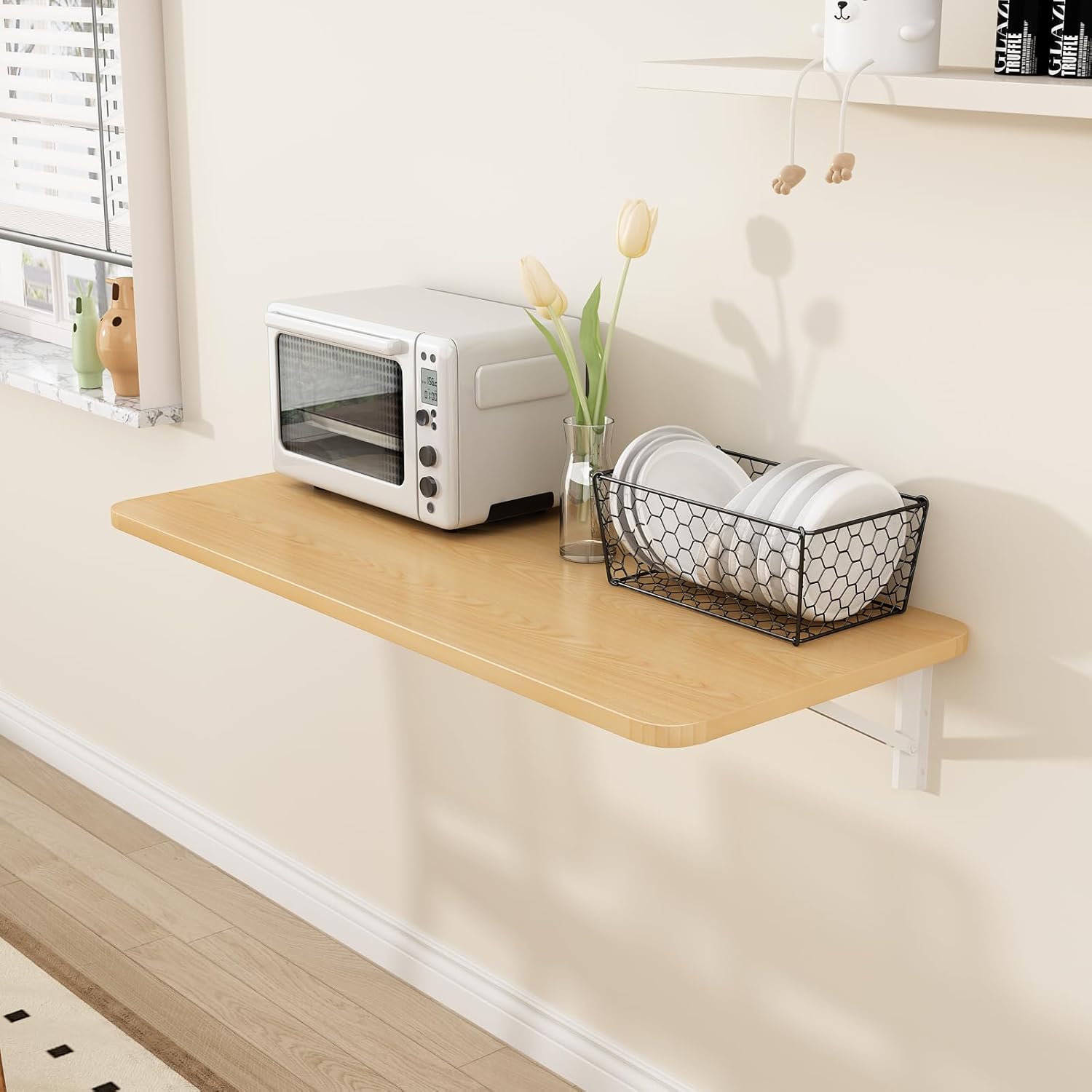 Wall Mounted Laundry Room Folding Table，Fold Down Desk for Small Spaces |Office|Study|Work Bench|Kitchen Dining Restaurant| Home Bar | Waterproof Easy to Install and Clean35.5 x19.7