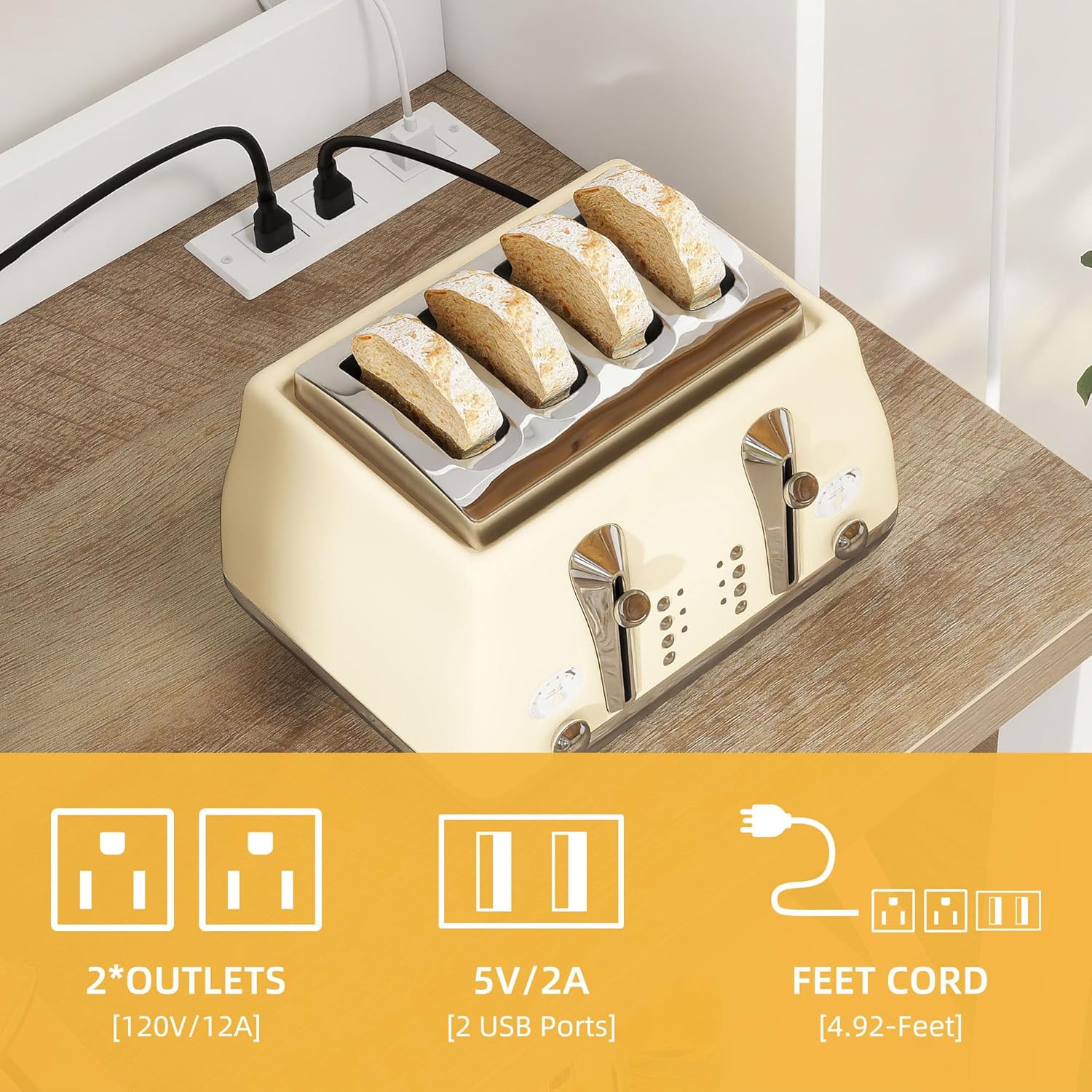 DWVO White Baker Rack with Power Outlet and Storage, Farmhouse Microwave Stand with Door for Kitchen, 5-Tiers Tall Coffee Bar Station Cabinet Thickened Counter with Hutch Shelves